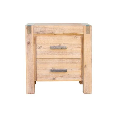 Bedside Table 2 drawers Night Stand Solid Wood Acacia Oak Colour - image 1 of 4