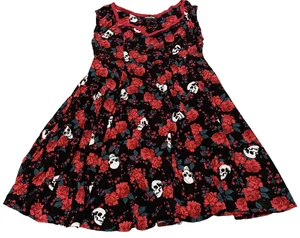 Vestido Torrid Mujer Talla 1 Negro Rojo Rosas y Calaveras Retro Chic Sin Mangas Grunge - Imagen 1 de 10
