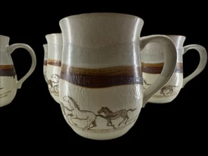 Set of 4 Vintage Stoneware Horse Mugs + 2 Free | Rustic Western Cabin Decor - Picture 1 of 22