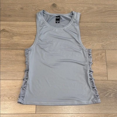 Camiseta sin mangas VICTORIA SPORT gris malla cruzada cuello redondo lateral gimnasio activo talla XS Foto 1 de 4
