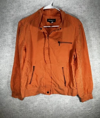 Norton Studio Orange Zip up & Snap Jacket Women Size 8 3 Zipper Pockets - Image 1 of 4