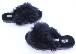 Sandalias sin cordones UGG Fuzzalicious de piel de oveja 6 para mujer negras peludas - Imagen 1 de 22