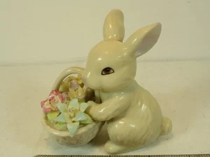 Lenox Bunny Rabbit with Basket of Dainty Pastel Flowers 3 1/2 inch Figurine EUC - Picture 1 of 6
