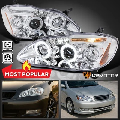 Fits 2003-2008 Toyota Corolla LED Halo Projector Headlights Lamp Left+Right Foto 1 de 4