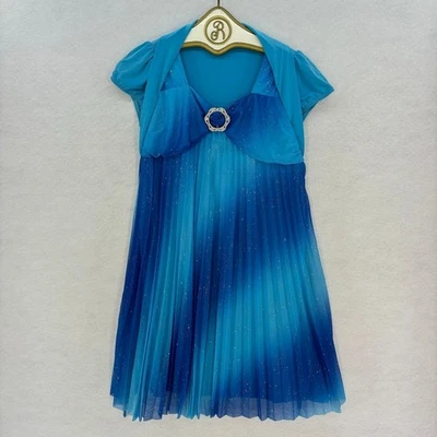 Amy's Closet Formal Sparkle Dress Girls size 16 1/2 Pleated Blue Party Holiday - Image 1 of 4