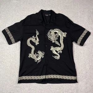 Vintage Guess Jeans Mens XXL Dragon Print Rayon Short Sleeve Button Up Shirt 2XL - Picture 1 of 7