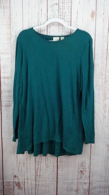 Suéter Chico's Mujer 2 Grande Verde Manga Larga HI-Bajo Informal Pullover. Foto 1 de 4