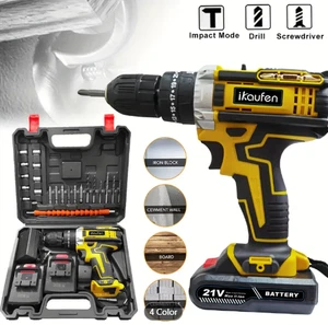 1 Set 21V Lithium Electric Hammer Drill, Heavy-duty With 25+1 Torque, 2 Speed.. - Picture 1 of 4