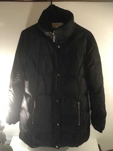 Cappotto invernale Michael Kors da donna nero taglia small lungo tampone caldo cerniera intera