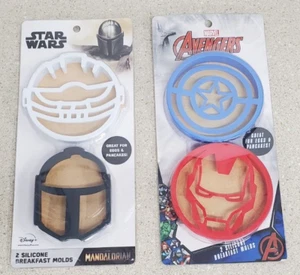 Marvel Avengers & Star Wars Mandalorian 4 moldes de desayuno de silicona para huevos y panqueques - Imagen 1 de 5