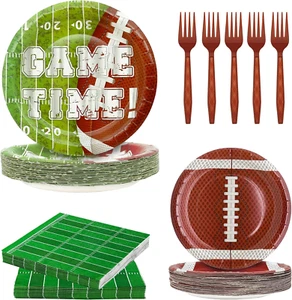 120PCS Super Bowl Football Party Supplies Set, Serves 30 Guests Including Footba - Picture 1 of 6
