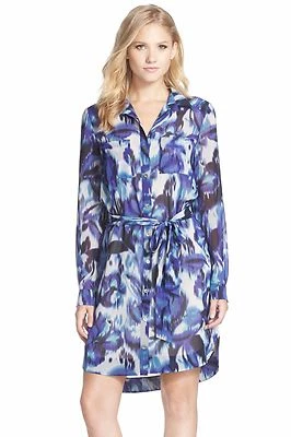 Eliza J Floral Print Chiffon Shirtdress  (size 12) - Image 1 of 2