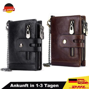 Men's wallet genuine leather wallet with RFID protection wallet purse - Picture 1 of 25