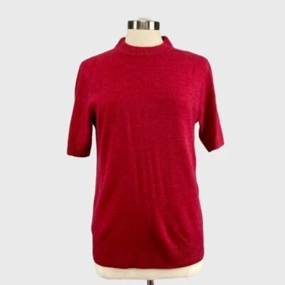 Suéter Pullover Rojo Manga Corta Cuello Simulado Talla Grande Requisitos para Mujer Foto 1 de 4