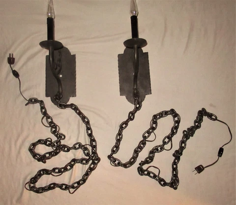 Vintage wrought iron sconces with heavy duti chains Cover