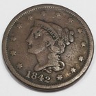 1842 Braided Hair Large Cent Beautiful Coin