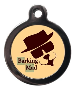Pet ID tag BARKING MAD DOG CARTOON Personalised tag or Keyring 2 sizes - Picture 1 of 3