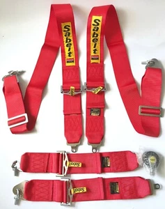 Universal Red Sabelt 4 Point Camlock Quick Release Racing Seat Belt Harness - Picture 1 of 8