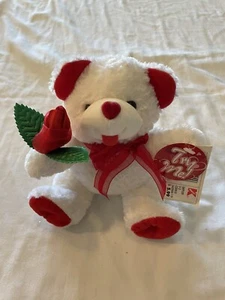 Dan Dee Teddybär Plüsch 7 Zoll Elfenbein Stofftier Rose Valentinstag - Bild 1 von 3