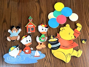 Vtg 60s Disney Winnie Pooh Huey Dewey Louie Cutout Wall Hanging Plaque Decor Set - Picture 1 of 10