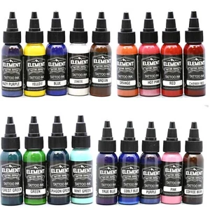Tattoo Ink Set By Element Tattoo Supply 22 Color 1oz Bottles Made In The USA - Picture 1 of 7