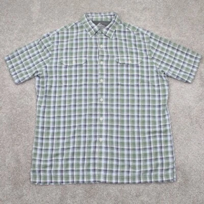 Croft & Barrow Quick Dry Shirt Mens Large Green/Blue Plaid Seersucker S/S Button - Image 1 of 4