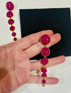 VTG Laura Foote Dropping Circles Earrings in Dyed Hot Pink Quartz Stone, RARE - Picture 1 of 16