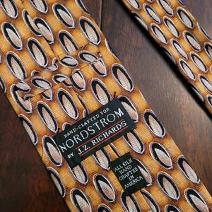 Nordstrom By J.Z. Richards Men's Orange Floral Leaves 100% Silk Necktie - Picture 1 of 3