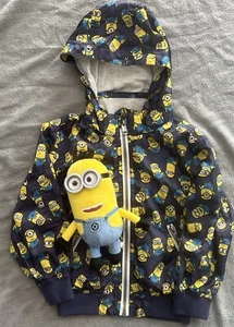 Despicable Me Minions Kids H&M Minion ZipUp Jacket Size 3-4yrs  With Kevin Plush - Picture 1 of 18