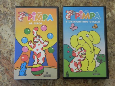 2 VHS Vintage PIMPA e l'elefantino giallo PIMPA al circo FRANCO PANINI RAGAZZI - Immagine 1 di 2