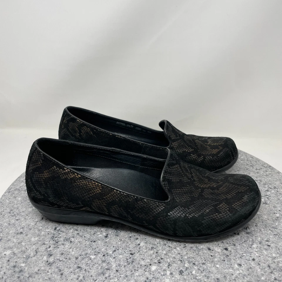 Zapatos Mocasines Dansko Mujer 9.5 Olivia Estampado Piel de Serpiente Cuero Negro Comodidad 40 Foto 1 de 4