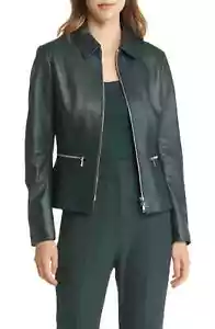 Chaqueta verde corte cuero cordero Boss Salomea nueva con etiquetas talla 2 - Imagen 1 de 13