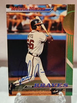 1993 Topps Stadium Club #28 Melvin Nieves Autograph Signed Atlanta Braves NM - Image 1 of 2