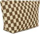 Makeup Bag for Women Checkered Cosmetic Bag Large Capacity Vintage Travel Toilet