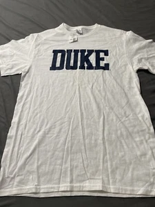 Duke University T Shirt Men’s Medium Blue Devils White Crew Neck Short Sleeve - Picture 1 of 7