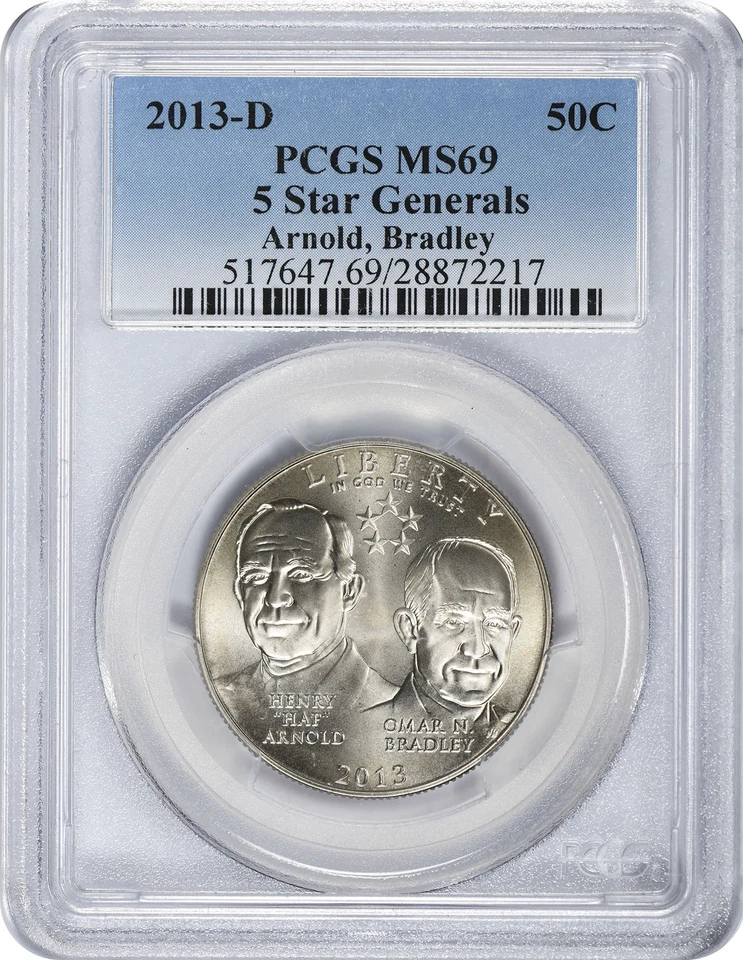 2013-D 5-Star Generals Commemorative Half MS69 PCGS Mint State 69 - Image 1 of 2