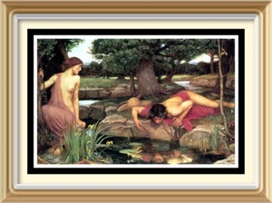 Pre-Raphaelite Art Print John Waterhouse ECHO & NARCISSUS Mythology Nude Woman - Picture 1 of 1
