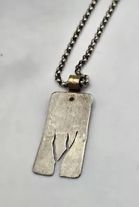 Vintage Modernist Hand Forged Sterling Silver GF Tree Pendant Toggle Necklace - Picture 1 of 10