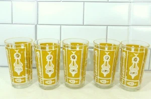 Vintage Libbey Tall Drink Glasses Early American Motif Hurricane Lamp Set of 5 - Picture 1 of 8