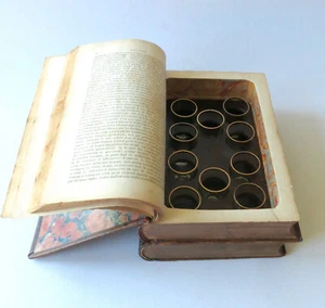 ANTIK BUCHATRAPPE VERSTECK SAFE SCHNAPSGLÄSER BAR BIBLIOTHEK 1910 JUGENDSTIL - Bild 1 von 12