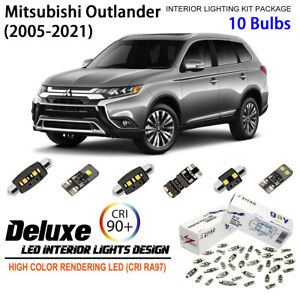 10 Bulbs Interior LED Light Kit Xenon White for 2005-2021 Mitsubishi Outlander