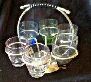 ROCKABILLY Tragegestell mit 6 bunten Gläsern 50er Jahre - Bild 1 von 6