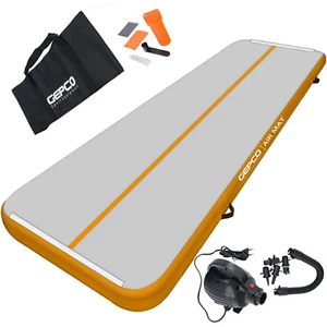 4M Turnmatte Air Track Matte Tumbling Aufblasbar Gymnastikmatte Hellgrau/Orange - Bild 1 von 6