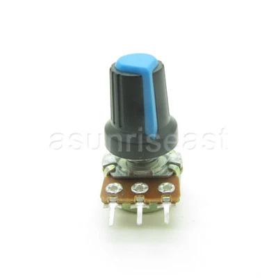10 X 500 Ohm Linear Taper Potentiometer B501 Panel Pot + Blue Black Knob Cap - Image 1 of 4