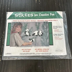 Panda Bears and Bamboo 1990 Vintage Stik-EES Vinyl Decals Window Clings NEW - Picture 1 of 3