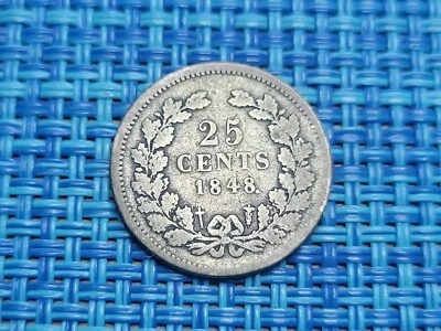 🇳🇱 Netherlands 25 cents 1848  KM-76 Silver .640 Coin 112424-3 - Image 1 of 2