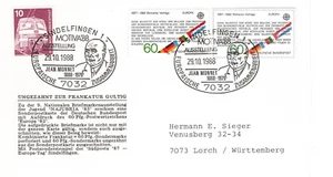 Bund Mi. 1131 gezähnt + ungezähnt Sonderstempel Sindelfingen 1988 - Bild 1 von 1