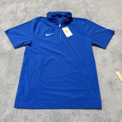 Nike Coaches 1/4 Zip Hooded Short Sleeve Jacket Mens Small Blue FJ9548-494 - Image 1 of 4