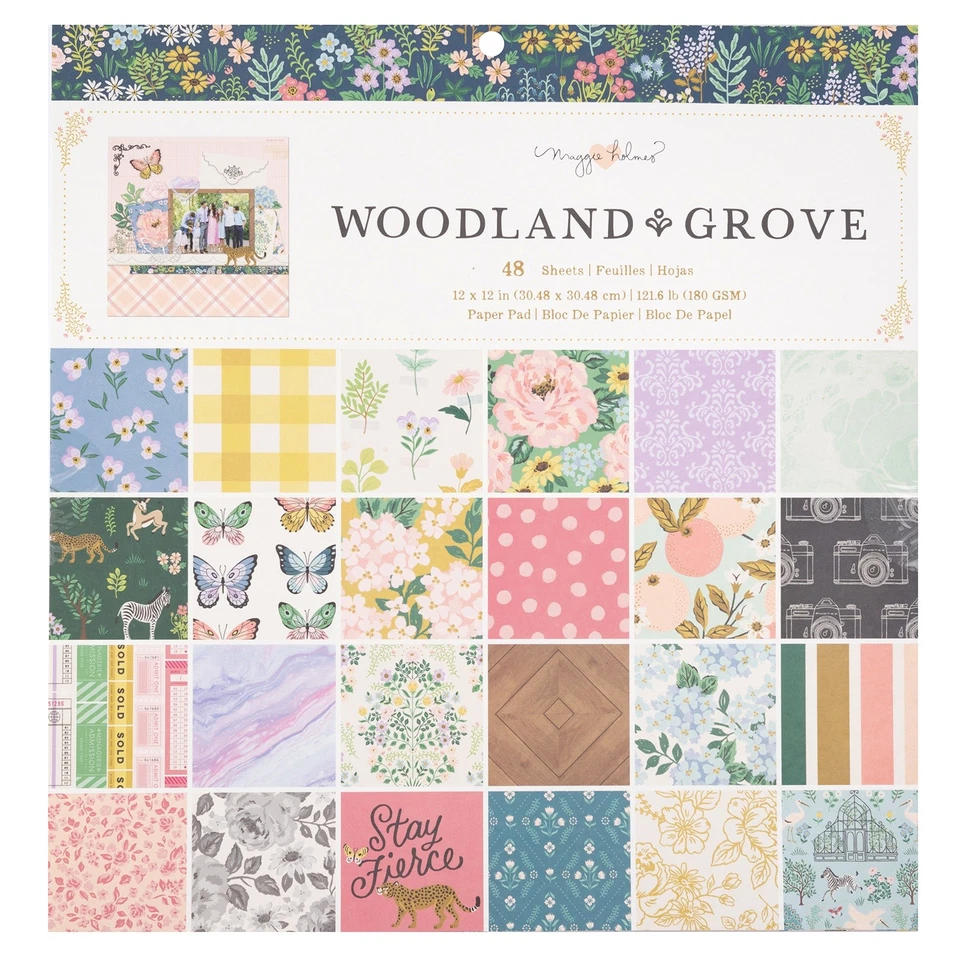 American Crafts Single-Sided Paper Pad 12"X12" 48/Pkg-Maggie Holmes Woodland Gro - Image 1 of 1