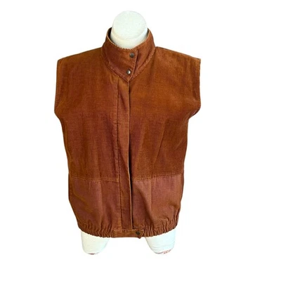Chaleco Gloria Vanderbilt para Murjani Vintage Años 70 Cobre Pana Talla Pequeña Foto 1 de 4